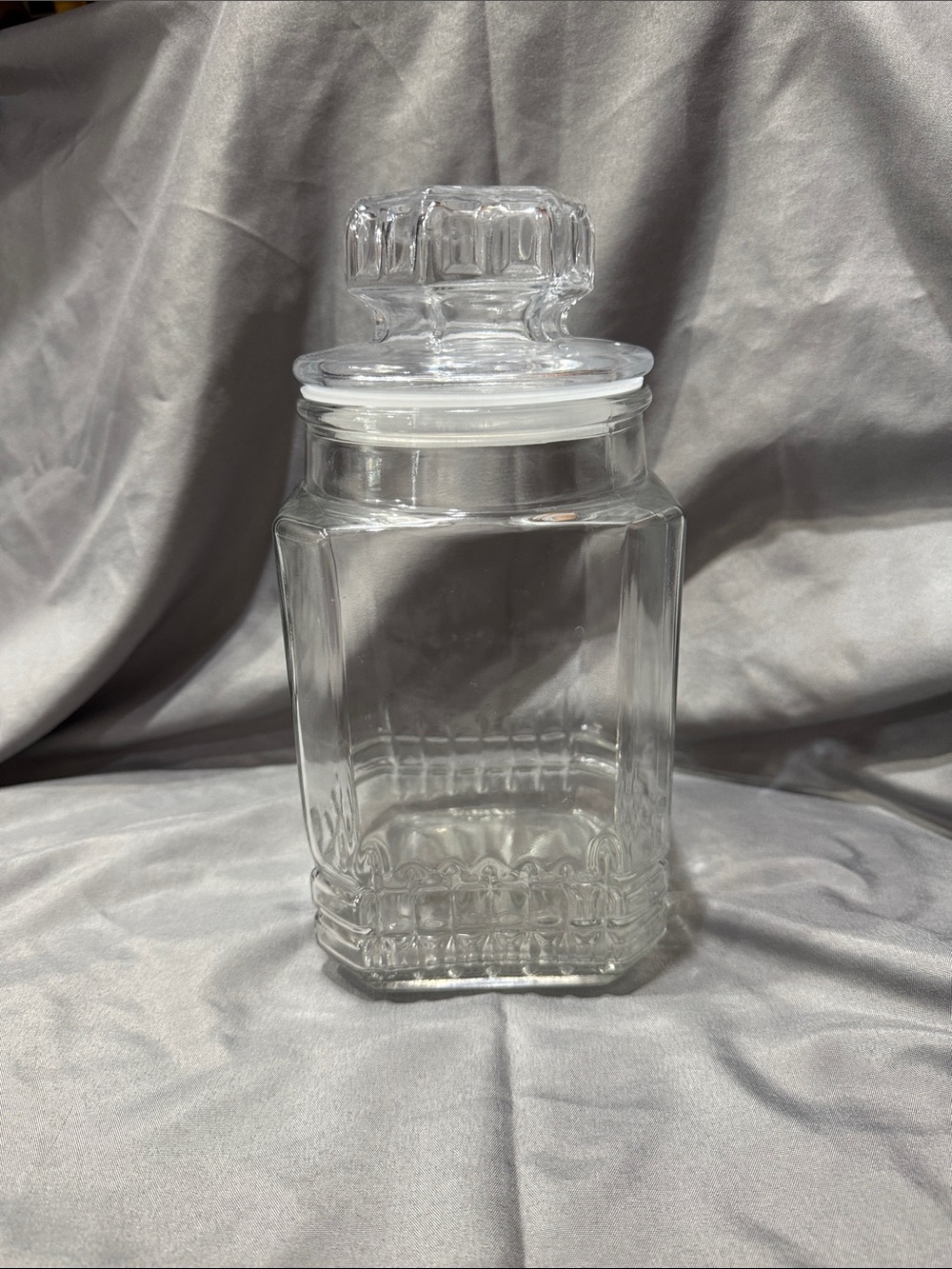 Clear Glass Canister with Decorative Lid - Transparent